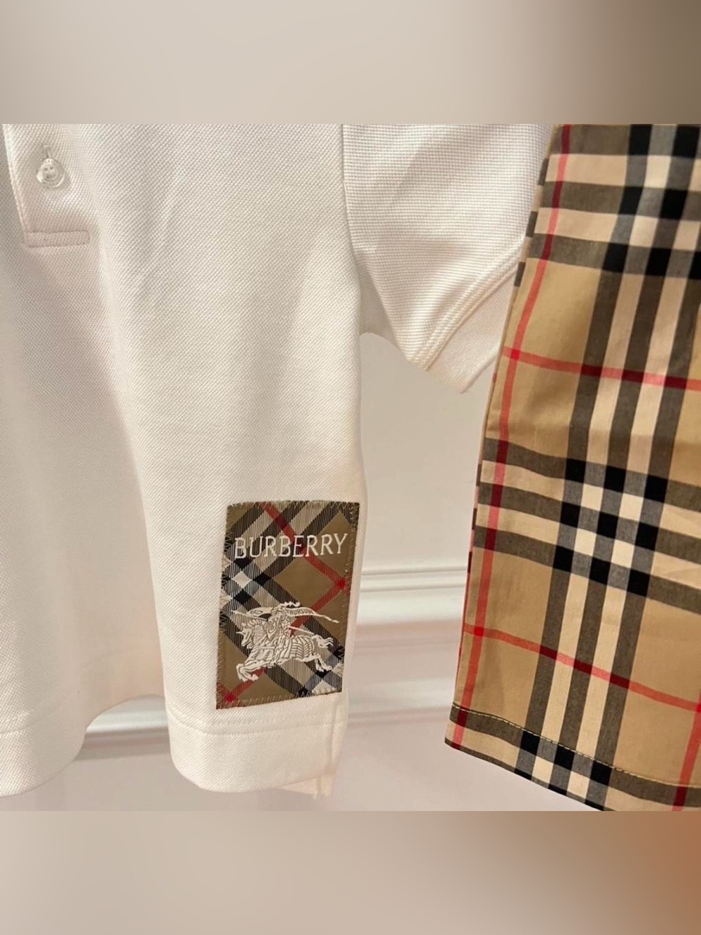 Authentic Burberry Check Label Cotton Polo Shirt & Check Cotton Shorts Boys 4Y - Picture 3 of 6